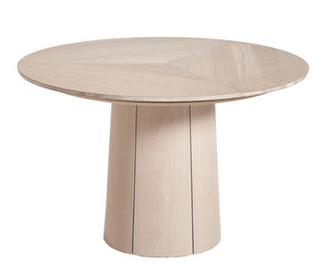 Extendable Dining Table #33, White-Oiled Oak Veneer, ø 123–149 cm, .